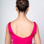 Pink V Neckline Sleeveless Blouse With Round Back Closer - Anvi Couture