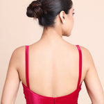 Pink Velvet Sweetheart Neckline Sleeveless Blouse Back