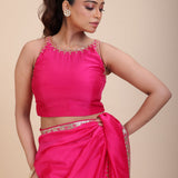Pink Wedding Wear Embroidered Blouse Front
