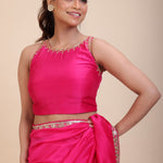 Pink Wedding Wear Embroidered Blouse Close Up
