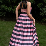 Pink and Black Lehenga set In Satin Silk - Anvi Couture