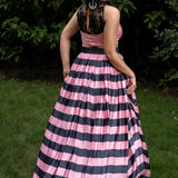 Pink and Black Lehenga set In Satin Silk - Anvi Couture