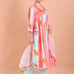 Pink and Blue Alia Cut Kurti Set - Anvi Couture