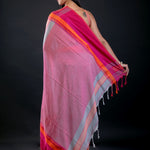 Pink and Blue Bengal Cotton Handloom Saree