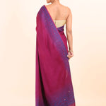 Pink and Blue Cotton Linen Saree back