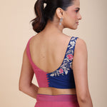 Pink and Blue Ombre Georgette Saree Design -Embroidered
