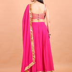 Pink and Gold Simple Lehenga Set With Brocade Choli Back 