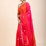Pink and Orange Soft Silk Saree With Embroidered Work - Anvi Couture