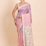 Pink and Purple Leheriya Saree with Cutwork Embroidery designer Saree - Anvi Couture