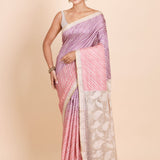 Pink and Purple Leheriya Saree with Cutwork Embroidery designer Saree - Anvi Couture