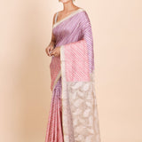 Pink and Purple Leheriya Saree with Cutwork Embroidery designer Saree - Anvi Couture