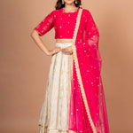 Pink and White Designer Lehenga With Hand Embroidered Work Full