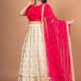 Pink and White Designer Lehenga With Hand Embroidered Work Front