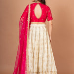 Pink and White Designer Lehenga With Hand Embroidered Work Back