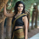 Black Ajrakh Saree