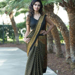 Printed Black Soft Ajrakh Saree - Anvi Couture