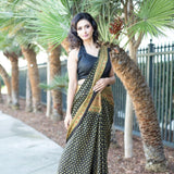 Printed Black Soft Ajrakh Saree - Anvi Couture