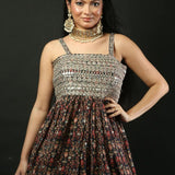 Printed Georgette Sharara Set with Peplum Top - Anvi Couture