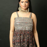 Printed Georgette Sharara Set with Peplum Top - Anvi Couture