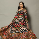 Georgette Multi-Color Designer Gown with Intricate Floral Embroidery - Anvi Couture