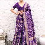 Pure Silk Purple Banarasi Bridal Lehenga With Embroidered Choli full