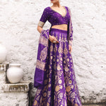 Pure Silk Purple Banarasi Bridal Lehenga With Embroidered Choli side