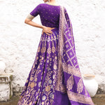 Pure Silk Purple Banarasi Bridal Lehenga With Embroidered Choli back