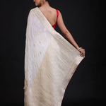 Pure White Banarasi Handloom Saree Back