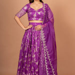 Purple Banarasi Lehenga Set Full