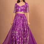 Purple Banarasi Lehenga Set Close Up