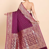 Purple Bridal Banarasi Saree With Golden Border and Rich Pallu Back