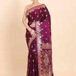 Purple Bridal Banarasi Silk Saree Full