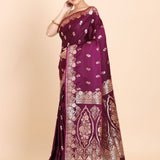 Purple Bridal Banarasi Silk Saree Front