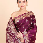 Purple Bridal Banarasi Silk Saree Close up