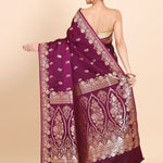 Purple Bridal Banarasi Silk Saree Back