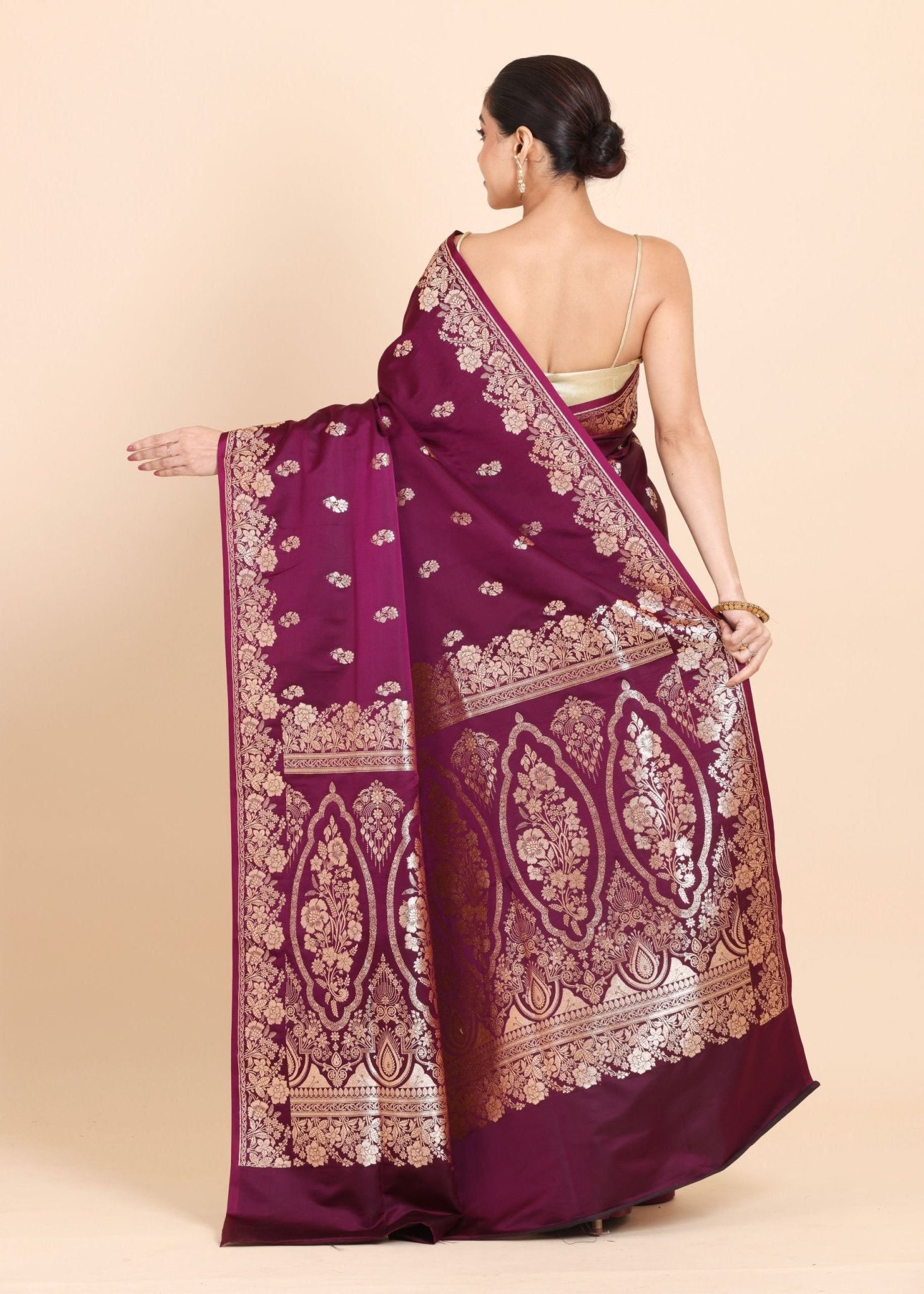Purple Bridal Banarasi Silk Saree - Anvi Couture