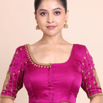 Purple Bridal Blouse with Aari Embroidered Embellishment Front
