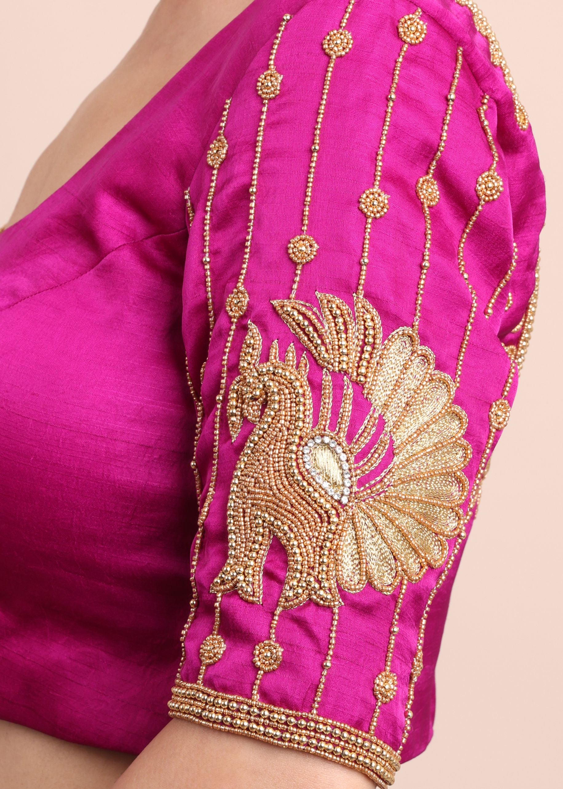 Purple Bridal Blouse with Aari Embroidered Embellishment Cloe UP