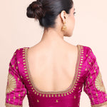 Purple Bridal Blouse with Aari Embroidered Embellishment Back