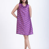 Purple Cowl Neck Short Dress Full

