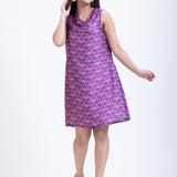 Purple Cowl Neck Short Dress Front

