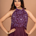 Purple Designer Halter Neck Gown Close Up 
