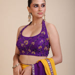 Purple Embroidered Halter Neck Party Wear Blouse Another Side
