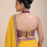 Purple Embroidered Halter Neck Party Wear Blouse Back
