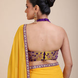 Purple Embroidered Halter Neck Party Wear Blouse Back

