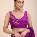 Purple Floral Embroidered Sleeveless blouse full