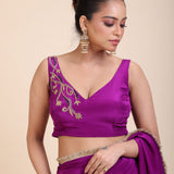 Purple Floral Embroidered Sleeveless blouse side