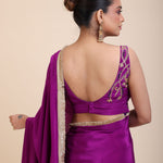 Purple Floral Embroidered Sleeveless blouse back