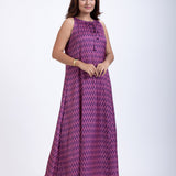 Purple Satin Maxi Gown Dress Full
