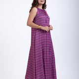 Purple Satin Maxi Gown Dress Front